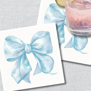 Simple Blue Bow Baby Shower Napkins