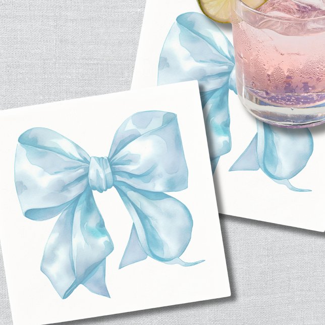 Simple Blue Bow Baby Shower Napkins (Simple Blue Bow Baby Shower Napkins)