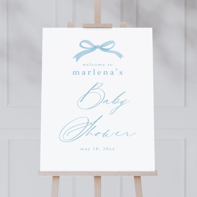 Simple Blue Bow Boys Baby Shower Welcome Foam Board (Simple blue bow boys baby shower welcome sign.)