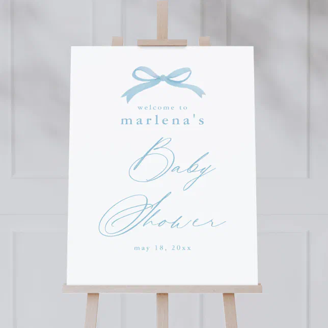 Simple Blue Bow Boys Baby Shower Welcome Foam Board | Zazzle