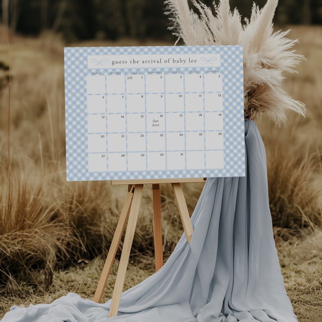 Simple Blue Bow Guess the Due Date Game Foam Board (Creator Uploaded)