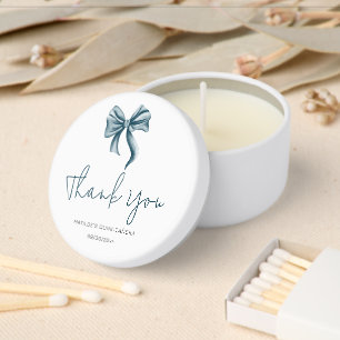 Simple Blue Bow Quinceanera Thank You Mini Candle Favors