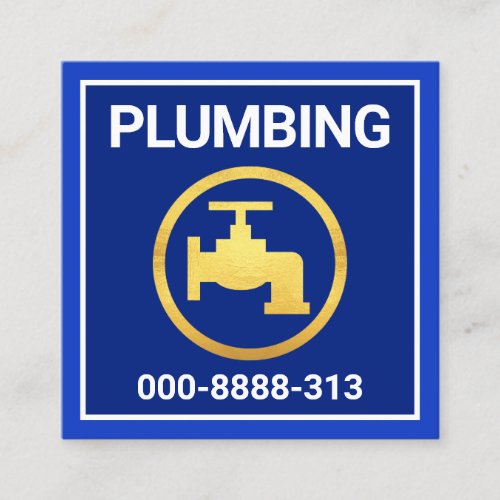 Simple Blue Box Frame Plumbing Square Business Card