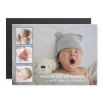 Simple Blue Boy Photo Collage Birth Announcement