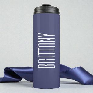 Simple Blue Bridesmaid Personalized Name Minimal Thermal Tumbler
