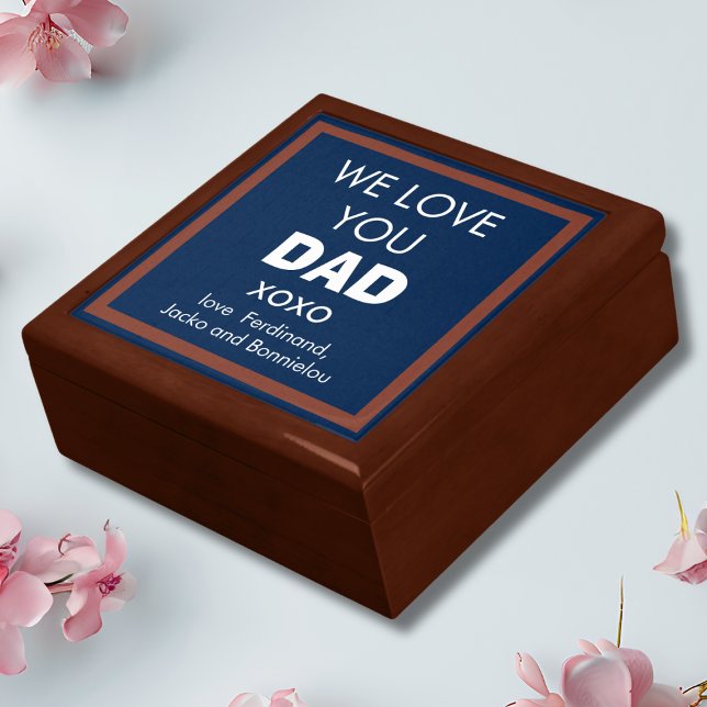 Simple Blue & Brown 'We Love You Dad' Personalized Gift Box (Simple Blue, White & Brown 'We Love You Dad' Personalized Gift Box,)