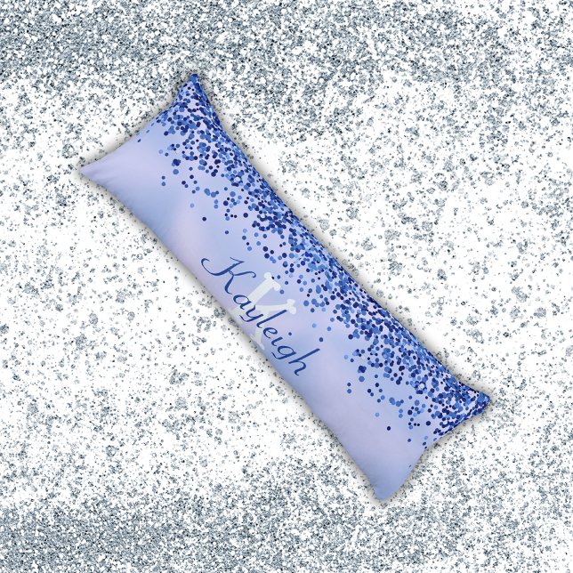 Simple Blue Brushed Metal and Glitter Monogram | Body Pillow (Creator Uploaded)