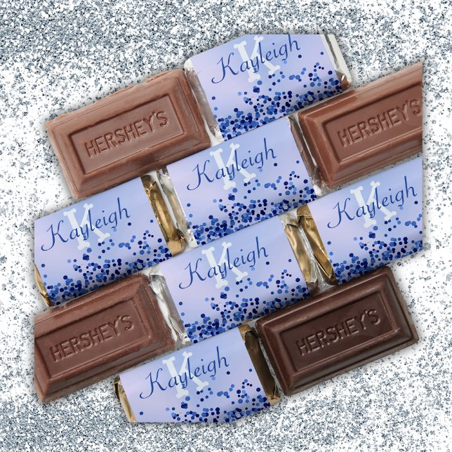 Simple Blue Brushed Metal and Glitter Monogram | Hershey's Miniatures (Creator Uploaded)