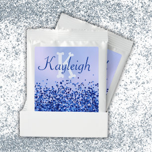 Simple Blue Brushed Metal and Glitter Monogram   Margarita Drink Mix