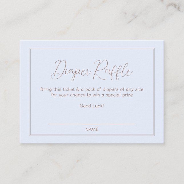 Simple Blue Bunny Rabbit Diaper Raffle Enclosure Card (Front)