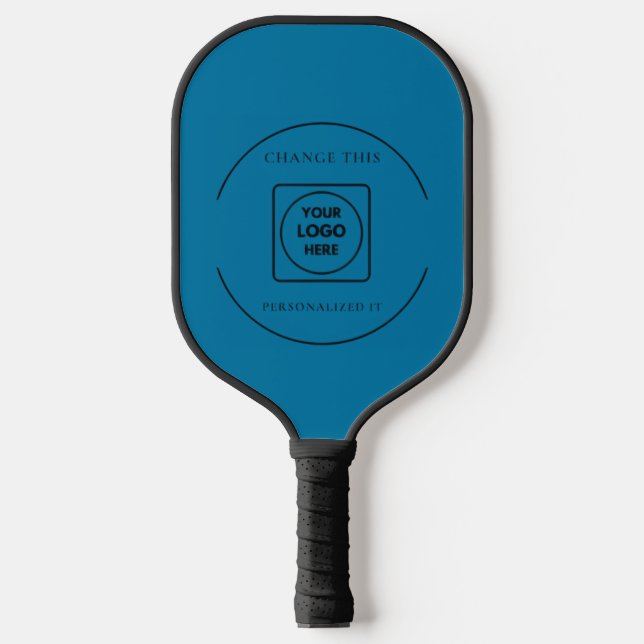Simple Blue Business Logo Promo Design Pickleball  Paddle (Front)