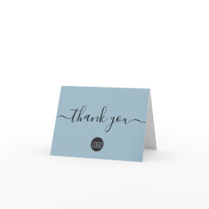 Simple Blue Business logo Thank You Card
