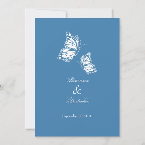 Simple Blue Butterflies Wedding Announcement