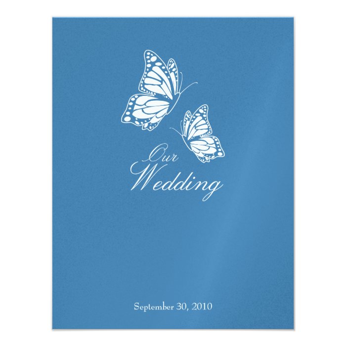 Simple Blue Butterflies Wedding Announcement 2