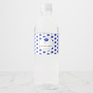 Simple Blue Cap Pattern Graduation Water Bottle Label