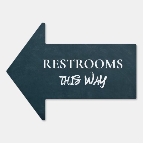 Simple Blue Chalkboard Arrow Wedding Restroom  Sign