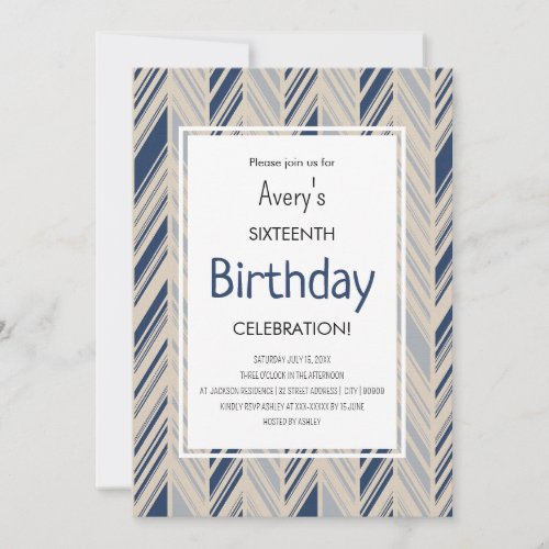 Simple Blue Chevron Birthday
