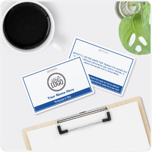 Simple Blue Color Block Professional Name Tag Badge