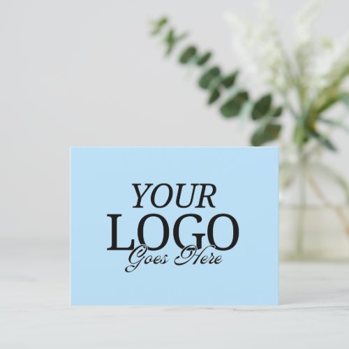 Simple Blue Company Logo With QR Code Business  Postcard