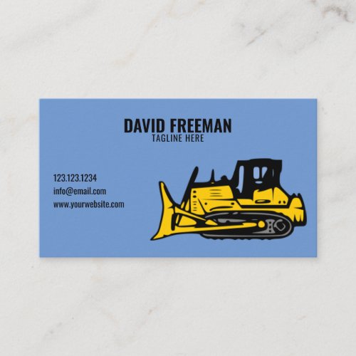 Simple Blue Construction Machine Bulldozer Business Card