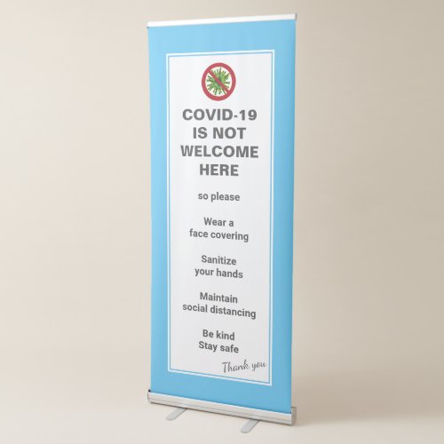 Simple Blue COVID 19 Coronavirus Safety Guidelines Retractable Banner