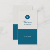Simple Blue & Cream Monogram Business Cards (Front/Back)