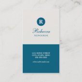Simple Blue & Cream Monogram Business Cards (Back)