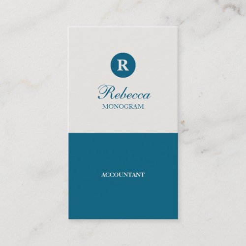Simple Blue &amp; Cream Monogram Business Cards