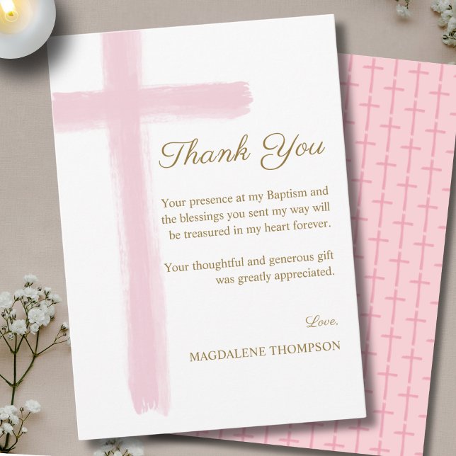 Simple Blue Cross Baptism  Thank You Card (Creator Uploaded)