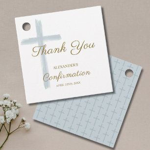 Simple Blue Cross Confirmation Thank You Favor Tags