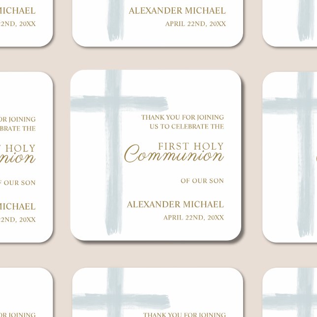 Simple Blue Cross First Holy Communion Thank You Square Sticker (Creator Uploaded)