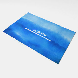 Simple Blue Custom Front Door Welcome Mat