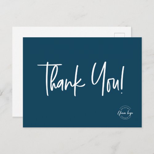 Simple Blue Customer appreciation logo editable Postcard