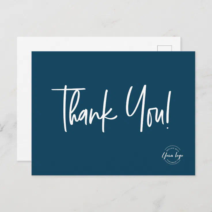 Simple Blue Customer appreciation logo editable Postcard | Zazzle