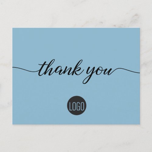 Simple blue Customer Appreciation with logo Postcard