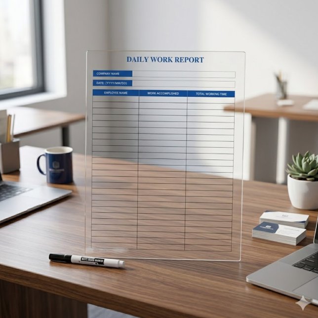 Simple Blue Daily Work Report Dry Erase Board (Simple Blue Daily Work Report Dry Erase Board)