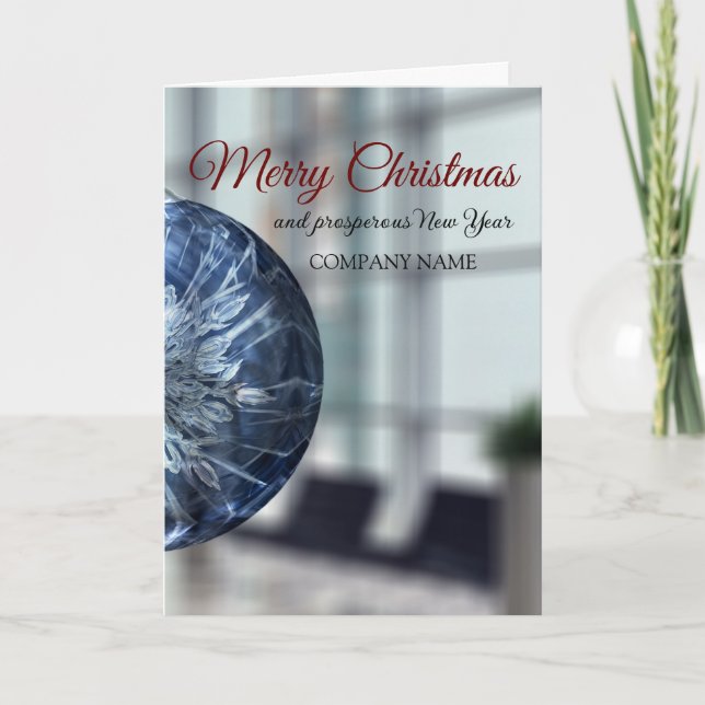 Simple blue decoration and office space company holiday card (Front)