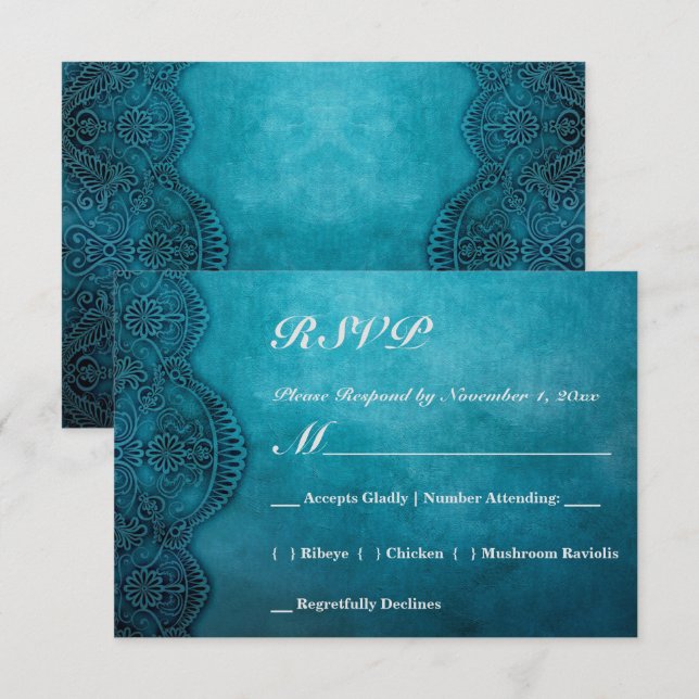 Simple Blue Elegance RSVP Card (Front/Back)
