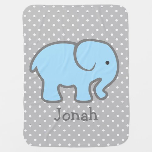 Simple Blue Elephant Polka Dot Baby Blanket