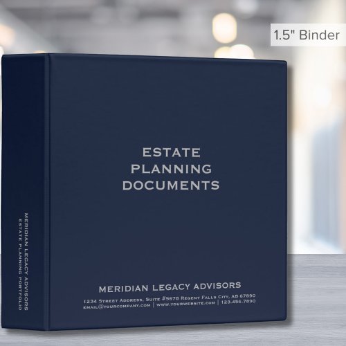 Simple Blue Estate Planning 15 Inch Binder