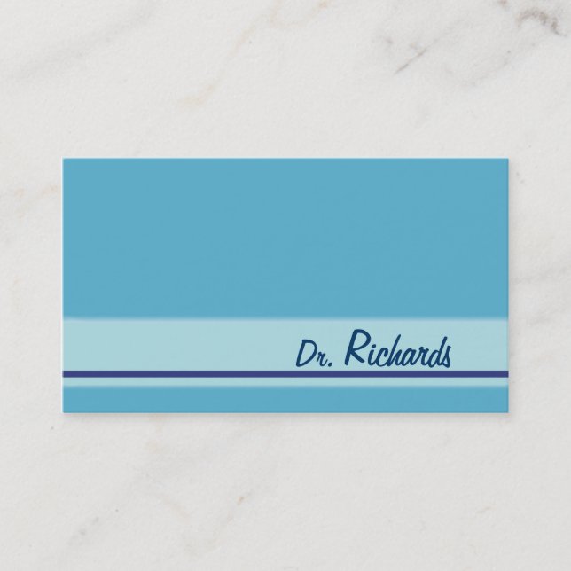 Simple blue fade line customizable business cards (Front)