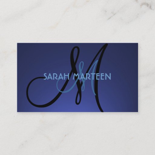 Customizable Simple blue fade monogram custom business cards