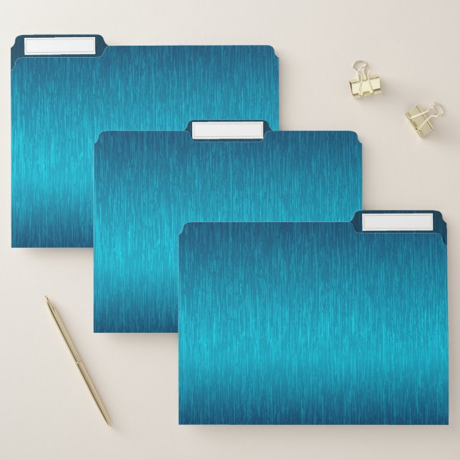 Simple blue faux metallic texture file folder (Set)