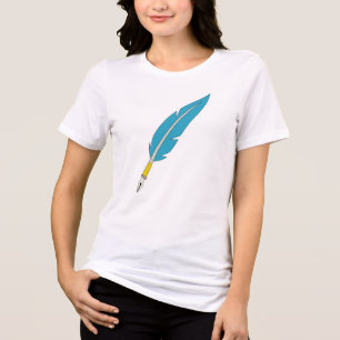 Simple Blue Feather Quill Fountain Pen Sticker Tri-Blend Shirt