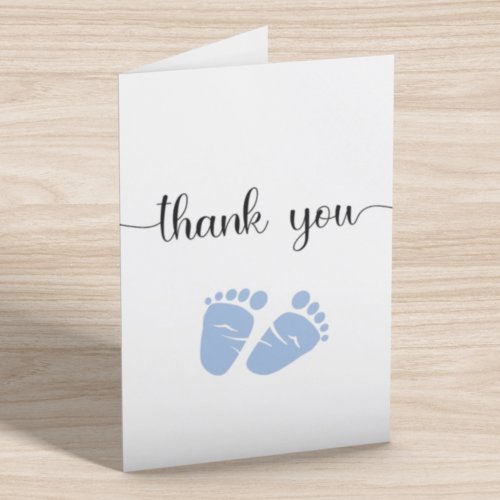 Simple Blue Feet Boy Baby Shower Thank You Card