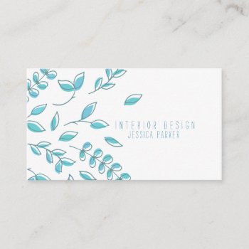 Simple Blue Floral Business Card by VBleshka at Zazzle