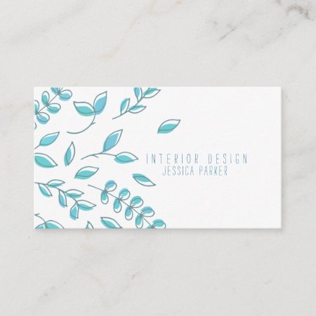 Simple Blue Floral Business Card