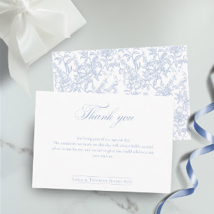 Simple Blue Floral Chinoiserie Classic Wedding Thank You Card