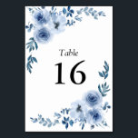 simple blue floral frame wedding table number<br><div class="desc">Simple watercolor blue floral wedding table number.</div>