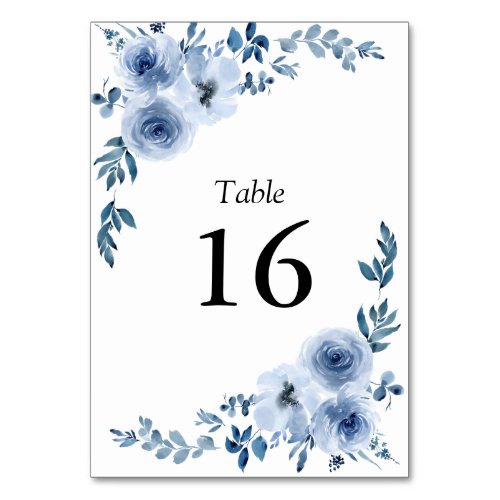 simple blue floral frame wedding table number